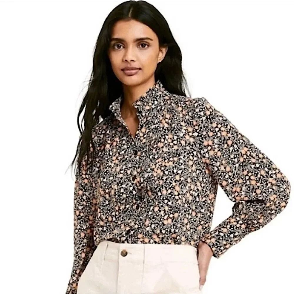 Nili Lotan Target Liberty Floral Blouse Button Front Shirt Long Sleeve